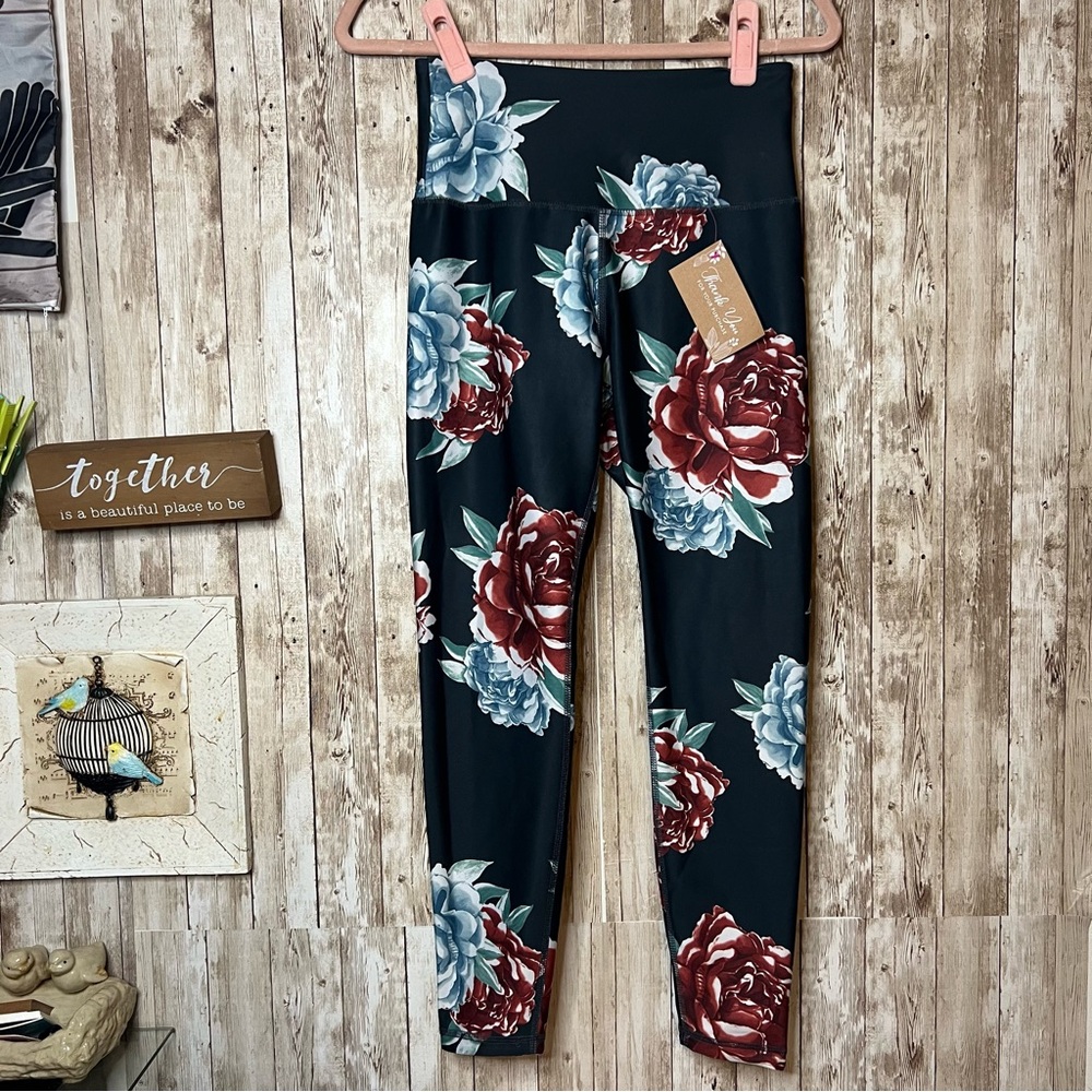 Floral High-Waisted Marika Leggings Medium EUC